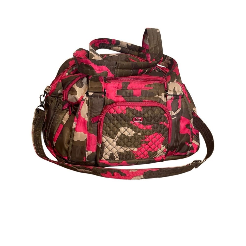 Lug Propeller Pink Camouflage Quilted Duffel Overnight Bag